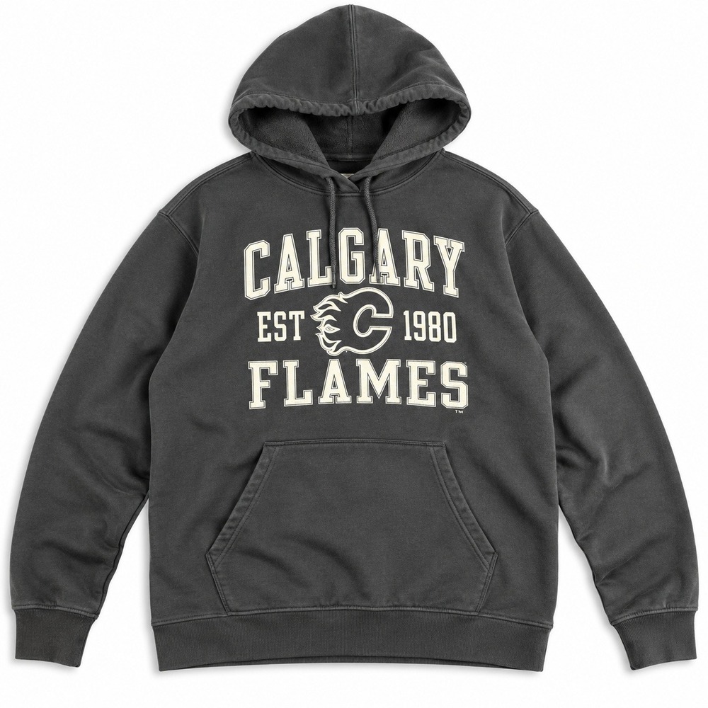 Retroβ Sport Calgary Flames Mens Size M NHL Hoodie Gray Pullover Hockey Graphic